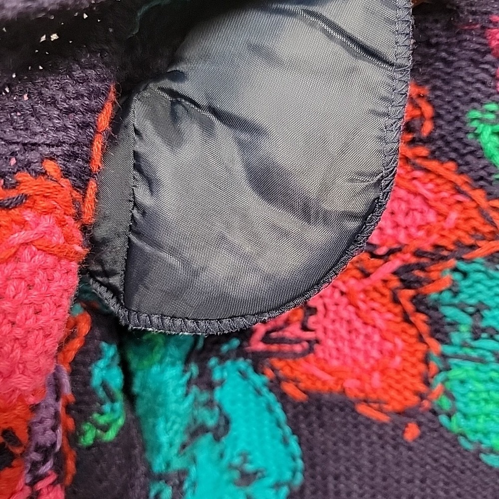 Vintage Izod Sweater Women M Floral Cardigan Hand Knit Cotton Blend Vibrant Rare - Picture 9 of 16